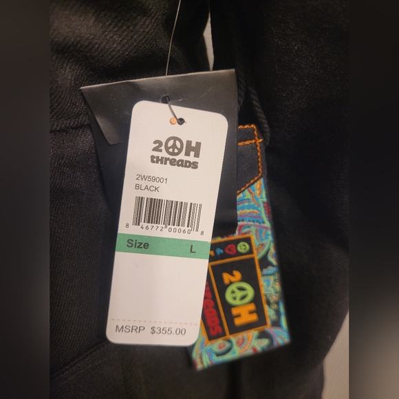 NWT 2OH Threads Two Old Hippies Black Jacket with Pink Silk Lining Size Large - Picture 3 of 5